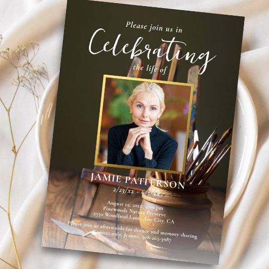 Invitation Artist, Painter, Celebration of Life Funeral Photo