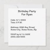 Invitation Artiste de remplacement d'anniversaire enfantin dr (Dos)