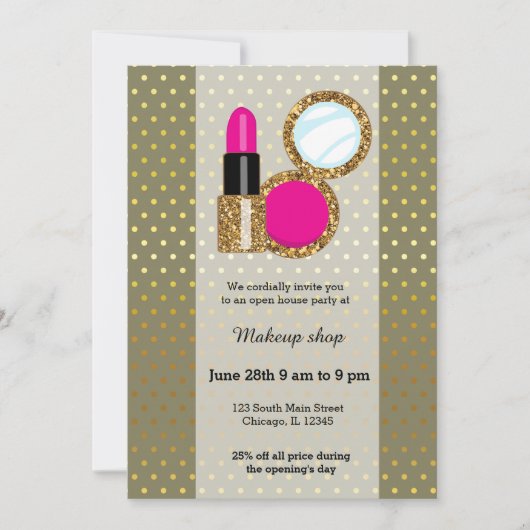 Invitation Artiste maquillage - choisir la couleur arrière - (Devant)