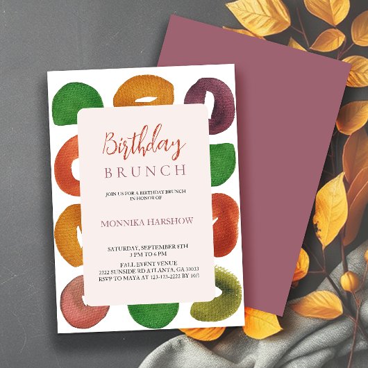 Invitation Artiste moderne Autumn Pastel Motif Anniversaire