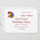 Invitation Artiste Peintre Anniversaire Thème (Dos)