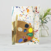 Invitation Artistes Peinture Splatter et Palette de Peinture (Debout devant)