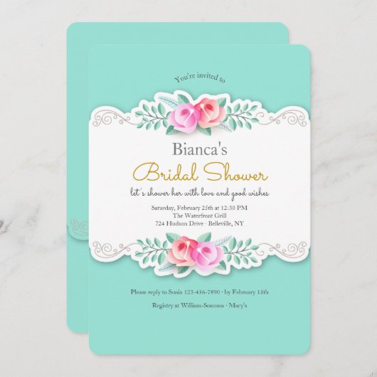 Invitation Artistic Roses (Devant / Derrière)