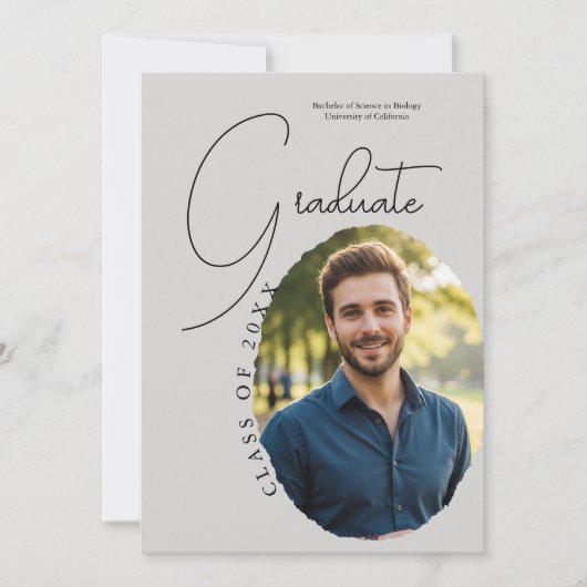 Invitation Artistic Script Photo Modern Minimalist Graduation (Devant)