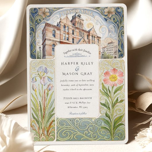 Invitation Artistic Turner Hall Milwaukee Art Nouveau Wedding