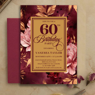 Invitation Artistique 60e Anniversaire Bourguignon Blush Bohè