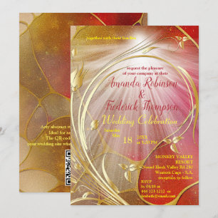 Invitation artistique abstraite Fleur dorée Magent