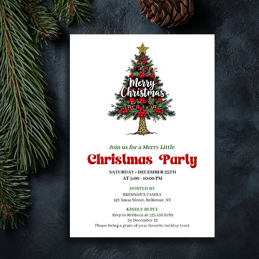 Invitation artistique de fête de Noël à thème arbr