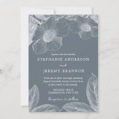 Invitation artistique Dusty Blue Floral Line (Devant)