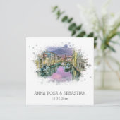 Invitation *~* Artistique QR POSITANO Italie AR20 Mariage RSV (Debout devant)