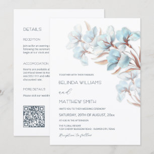 Invitation artistique Turquoise Rose Gold Fleurs