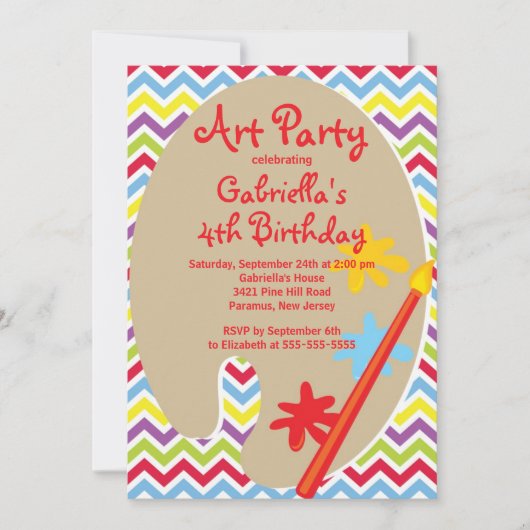Invitation Arts & Artisanat Fête d'anniversaire de Peinture p (Devant)