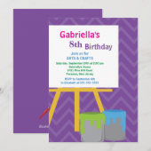 Invitation Arts & Artisanat Fête d'anniversaire de Peinture p (Devant / Derrière)