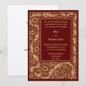 Invitation Arts & Crafts Style 1905 Floral Foliage Wedding (Devant / Derrière)