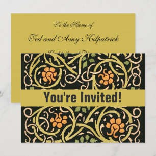 Invitation Arts et artisanat vintage motif floral Roycroft