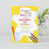 Invitation Arts et fête d'anniversaire de peinture d'enfants (Debout devant)