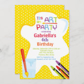 Invitation Arts et fête d'anniversaire de peinture d'enfants (Devant / Derrière)