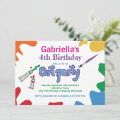 Invitation Arts et fête d'anniversaire de peinture d'enfants (Debout devant)