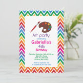 Invitation Arts et fête d'anniversaire de peinture d'enfants (Debout devant)