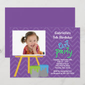 Invitation Arts et fête d'anniversaire de photo de peinture (Devant / Derrière)