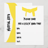 Invitation Arts martiaux Ceinture jaune Anniversaire Fête Inv (Devant / Derrière)