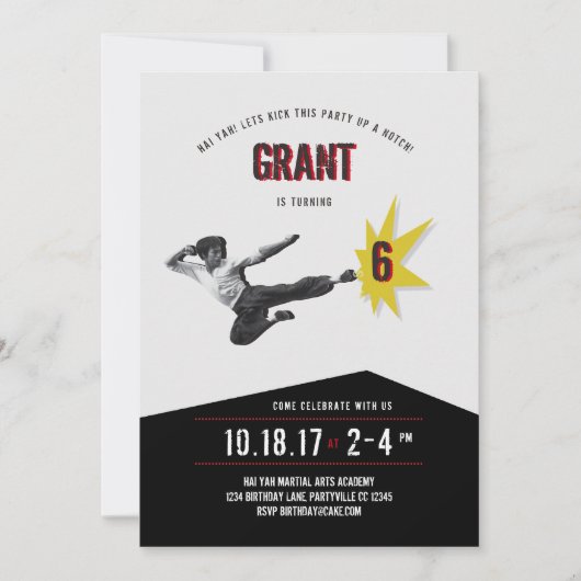 Invitation Arts Martiaux Kung Fu Karate Anniversaire Invitati (Devant)