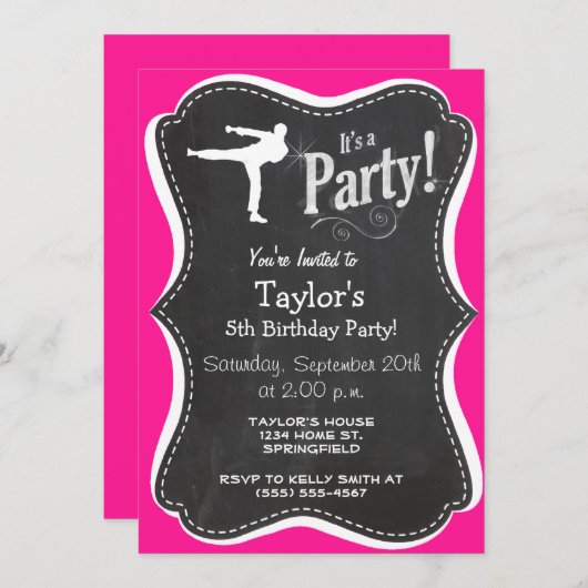 Invitation Arts martiaux roses (Devant / Derrière)