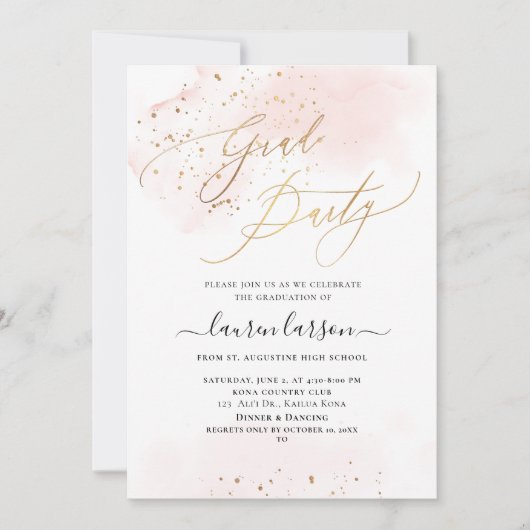 Invitation ArtsApp Blush Rose H2 Washed Graduation Party (Devant)