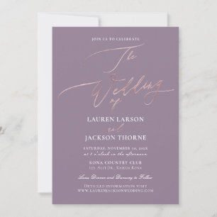 Invitation ArtsApp Calligraphie Dusty Purple Faux Rose Gold