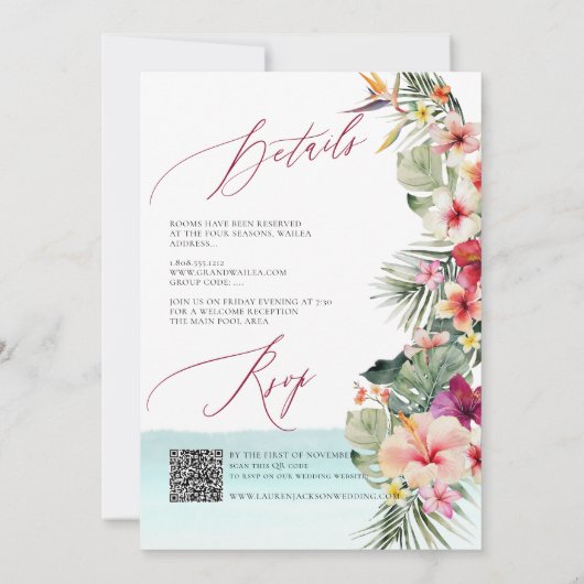 Invitation ArtsApp Chic Tropical Paradise Mariage (Dos)