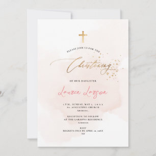 Invitation ArtsApp élégant H2 blanchi rose pâle Christening