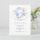 Invitation ArtsApp Elegant H2 Dusty Blue Roses Baptême (Debout devant)