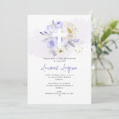 Invitation ArtsApp Elegant H2 Dusty violet Rose Baptême (Debout devant)