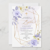 Invitation ArtsApp Elegant H2 Dusty violet Rose Baptême (Devant)