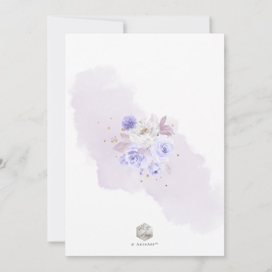 Invitation ArtsApp Elegant H2 Dusty violet Rose Baptême (Dos)