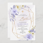 Invitation ArtsApp Elegant H2 Dusty violet Rose Baptême (Devant / Derrière)