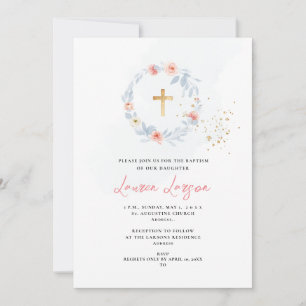 Invitation ArtsApp Élégant H2 rose pâle Roses Baptême