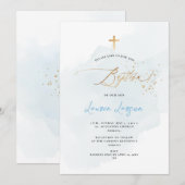 Invitation ArtsApp Elegant H2 Washed Pale Blue Baptism (Devant / Derrière)