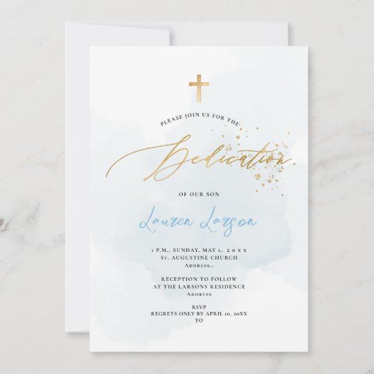 Invitation ArtsApp Élégant H2 Washed Pale Blue Dedication (Devant)