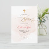 Invitation ArtsApp Élégant H2 Washed Pale Rose Baptême (Debout devant)