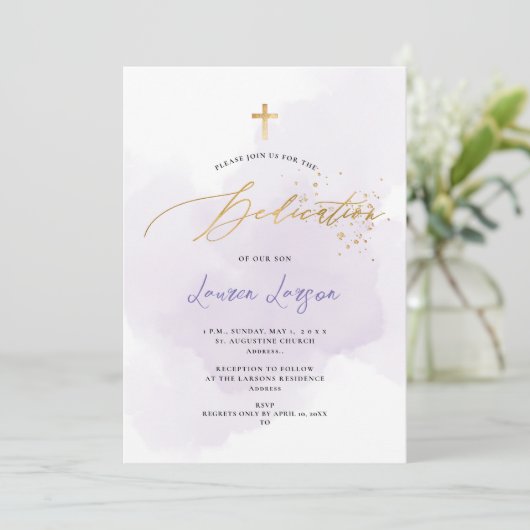 Invitation ArtsApp Élégant H2 Washed Purple Dedication (Debout devant)