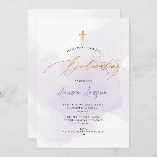 Invitation ArtsApp Élégant H2 Washed Purple Dedication (Devant / Derrière)