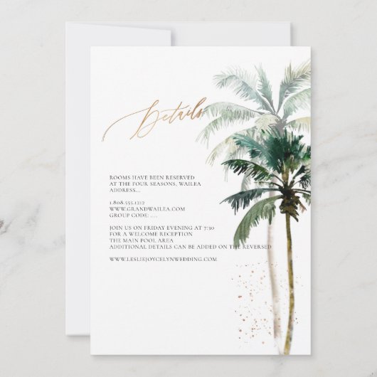 Invitation ArtsApp élégant paradis tropical Palmiers (Dos)