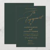 Invitation ArtsApp Faux Or Forêt Verte Engagement (Devant / Derrière)