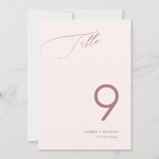 Invitation ArtsApp Faux Rose Gold Luxe Calligraphy Table Non (Devant)