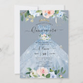 Invitation ArtsApp H2 bleu rose Roses scintillant Quinceanera (Dos)