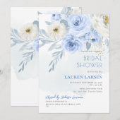 Invitation ArtsApp H2 Blue Roses Dusty Blue Foliage (Devant / Derrière)