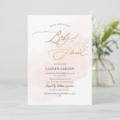 Invitation ArtsApp H2 Blush Pink Gold Calligraphy Baby shower (Debout devant)