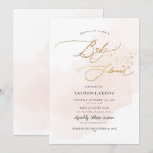 Invitation ArtsApp H2 Blush Pink Gold Calligraphy Baby shower (Devant / Derrière)