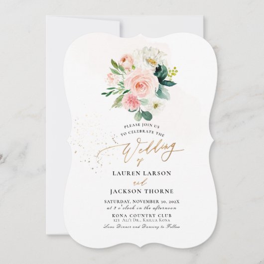 Invitation ArtsApp H2 Blush rose Roses Mariage (Devant)